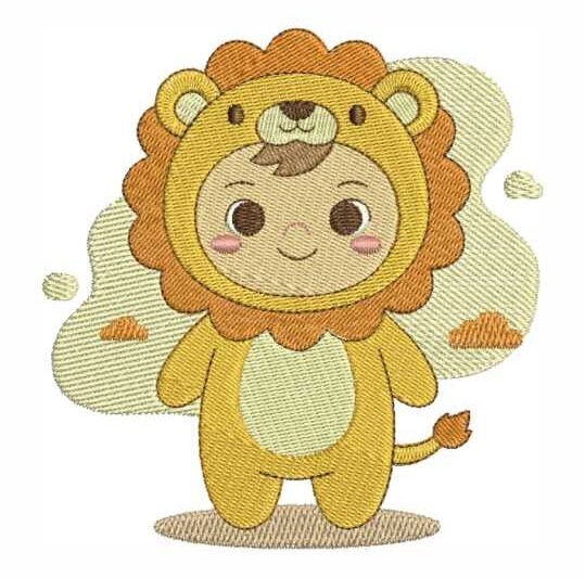 Matriz de Bordado Bebe Vestido de Leão Leãozinho 000003