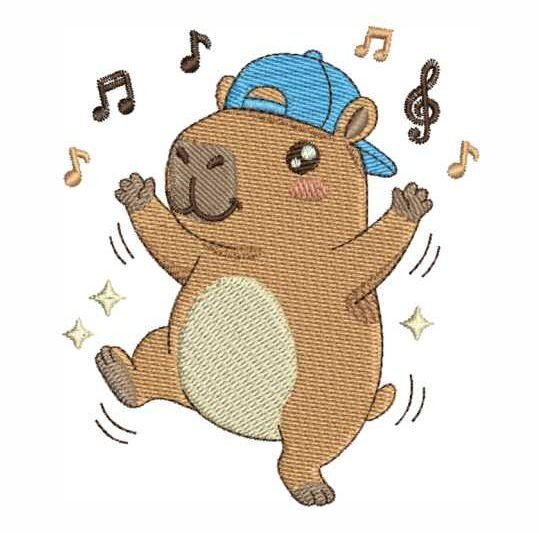 Matriz de Bordado Capivarinha Baby Dançando Capivara 000010