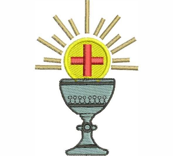 Matriz de Bordado  Eucaristia Cálice Sol Cruz 000032