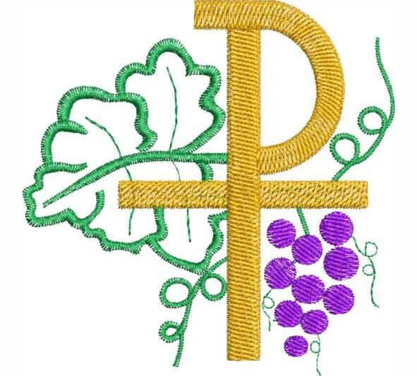 Matriz de Bordado Eucaristia Cruz Folhas e Uvas 000035