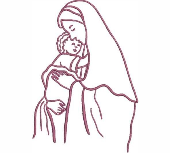 Matriz de Bordado Nosso Senhora Ave Maria e Menino Jesus 000047
