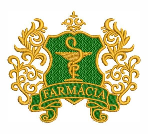 Matriz de Bordado Farmácia Brasão com Ramos de Folhas 000163