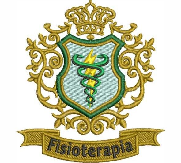Matriz de Bordado Fisioterapia Brasão com Ramos de Folhas 000165