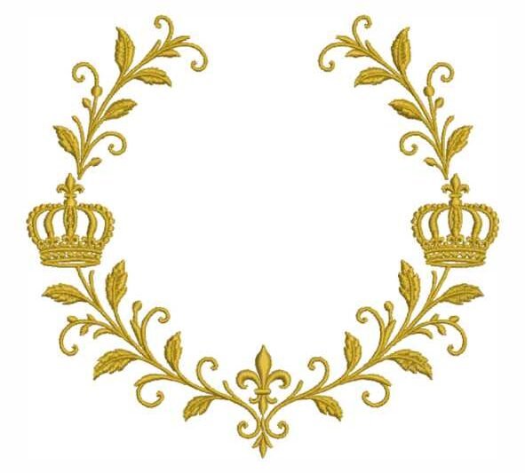 Matriz de Bordado Brasão Ramos de Folhas e Coroa 000185