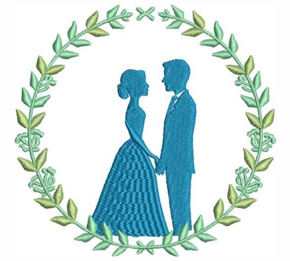 Matriz de Bordado Casal Ramos de Folhas 000226