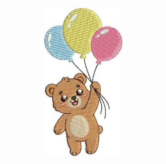 Matriz de Bordado Ursinho com Balão Urso 0000013