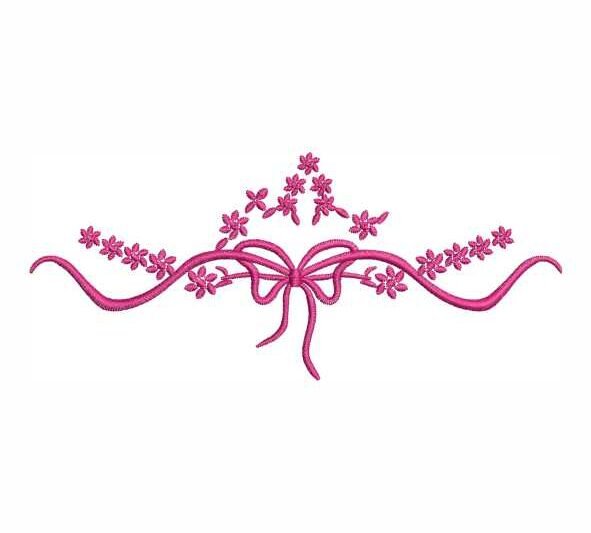 Matriz de Bordado Laço com Flores 0000139