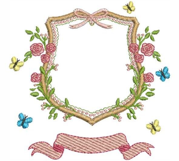 Matriz de Bordado Ramos de Folhas Flores e Borboletas 0000145